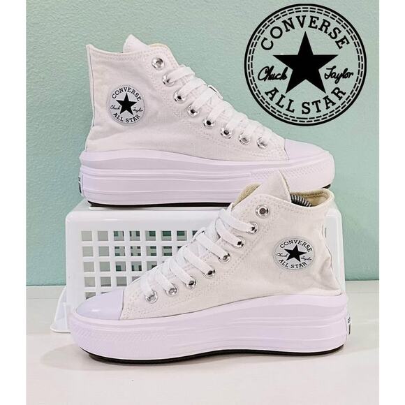 Women's Chuck Taylor All Star Move-Hi ‘White/Ivory [568498C] Sz 6 - Picture 1 of 7